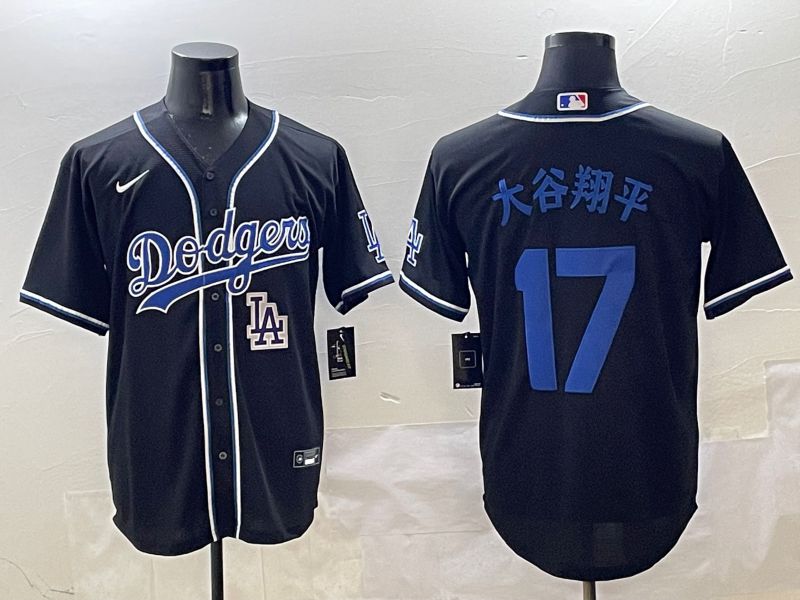 Men Los Angeles Dodgers 17 Ohtani Black blue Three generations Nike 2025 MLB Jersey style 26